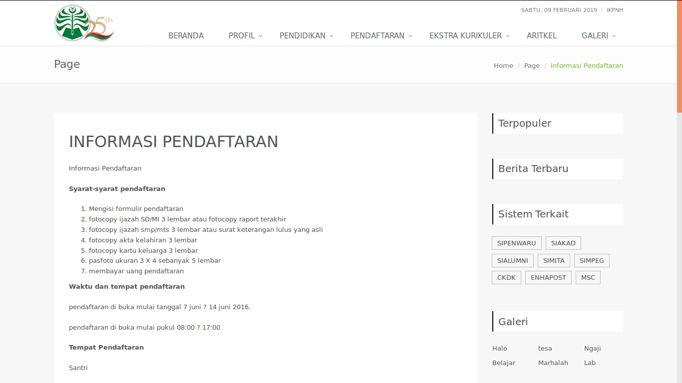 Source Code Sistem Informasi Pondok Pesantren Berbasis Web