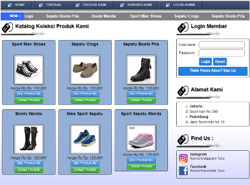 Download Web E-commerce Penjualan Sepatu Online