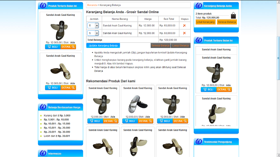 Aplikasi Penjualan Sendal Online Berbasis CodeIgniter 