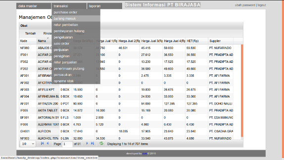 Download Sistem Menejemen Barang Obat Berbasis Web 