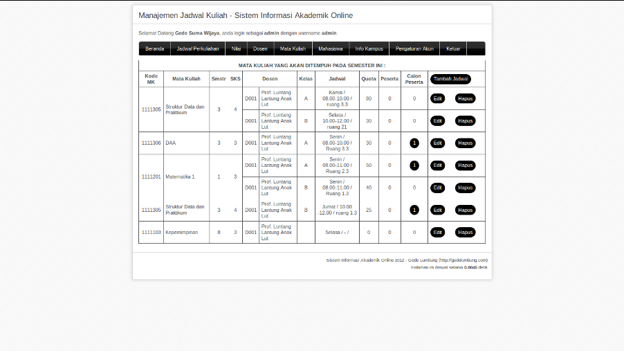 Download Source Code Aplikasi Kartu Rencana Studi Online 