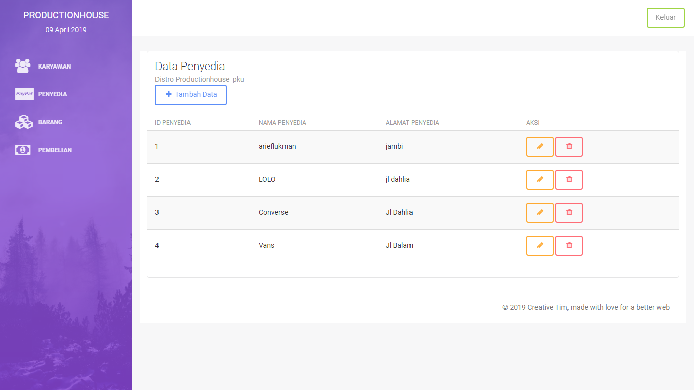 Download Source Code Aplikasi Sistem Data Penyedia Barang Dengan Codeigniter