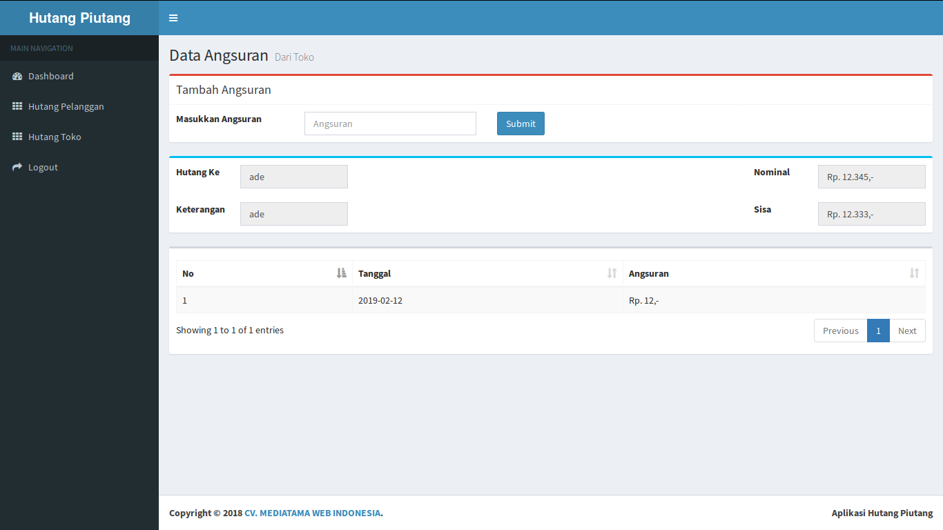 Source Code Aplikasi Hutang Piutang Toko Dengan Php Mysql