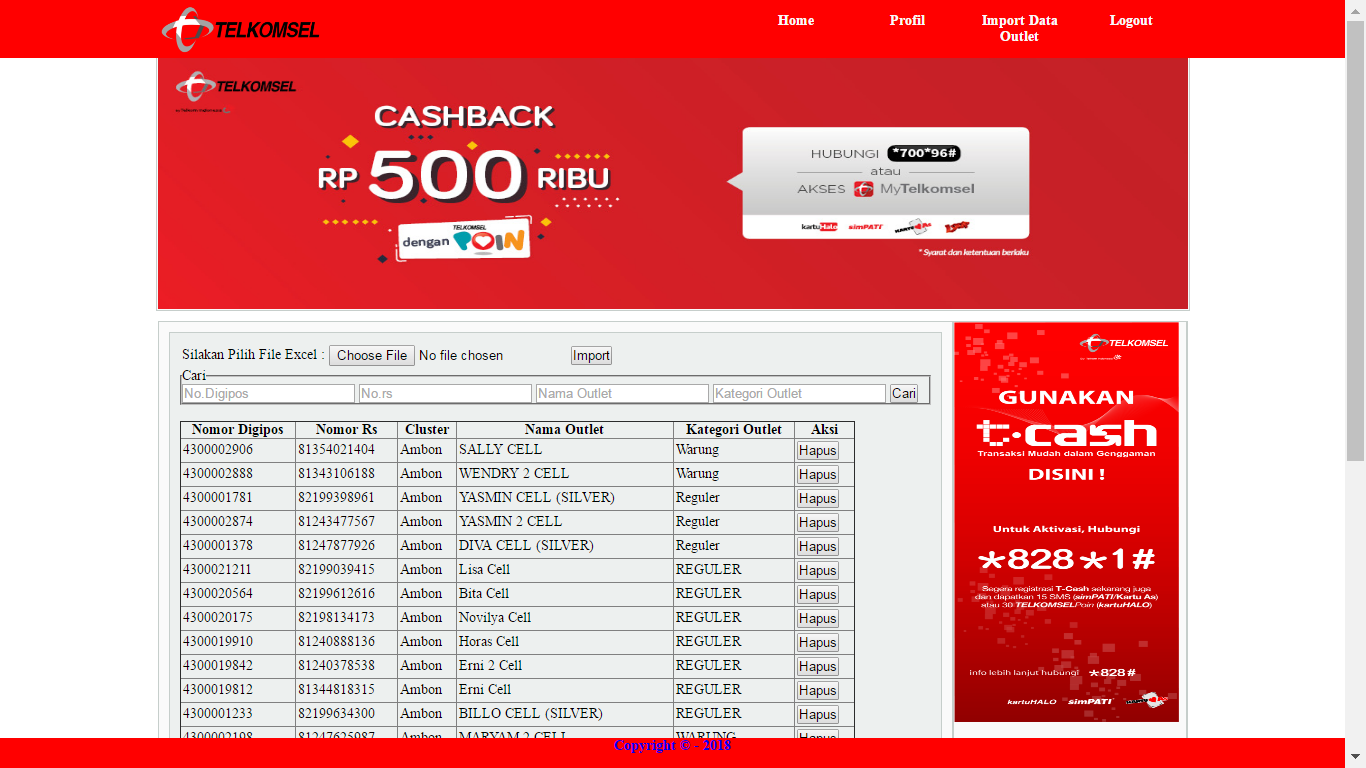 Source Code Manajemen Digipos Telkomsel Outlet Dengan Php Mysql